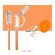 Фото Hoco 2in1 Metal Data Cable Micro Lighting (1,2m) Orange (UPL08-O) Фото Hoco 2in1 Metal Data Cable Micro Lighting (1,2m) Orange (UPL08-O)